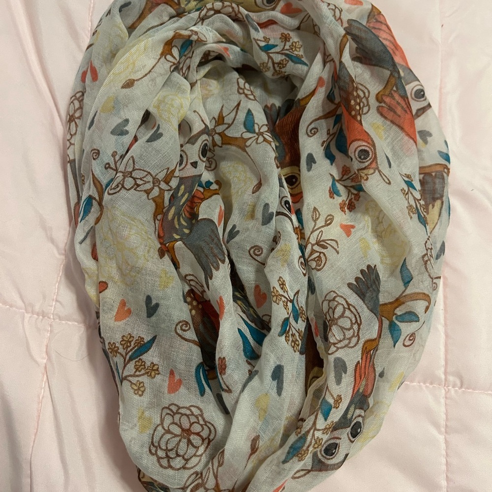 Charming Owl Print Scarf - Multicolor